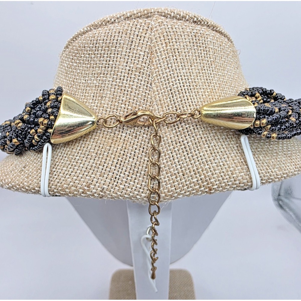 Black & Gold Necklace Seed Bead Braided Chocker Necklace 18-20.75" Adjustable - Picture 4 of 8